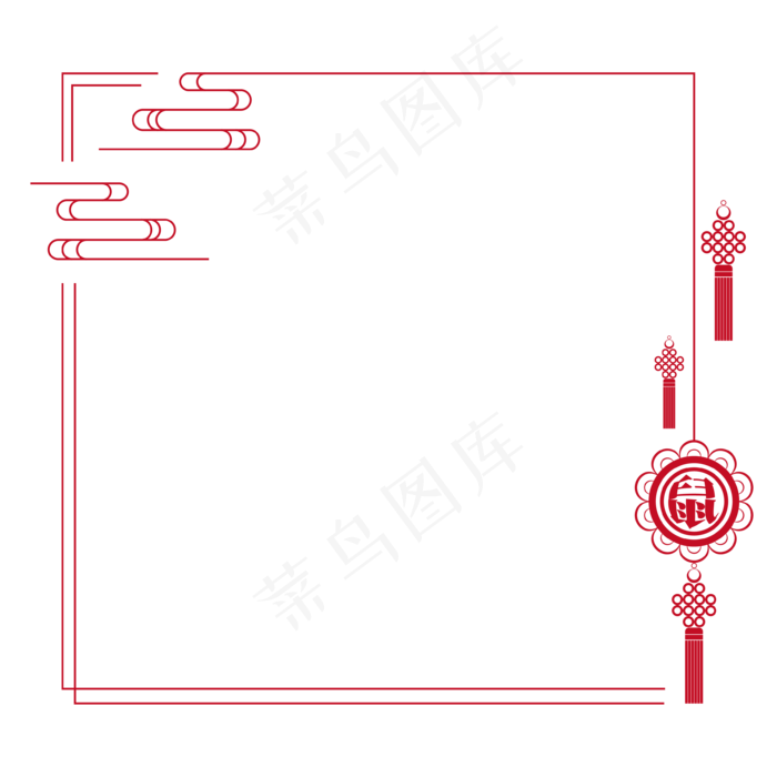 鼠年中国结祥云边框,免抠元素