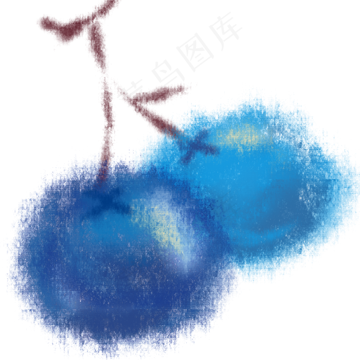 水彩风格蓝莓水果两只