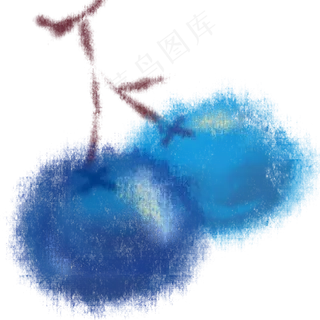 水彩风格蓝莓水果两只
