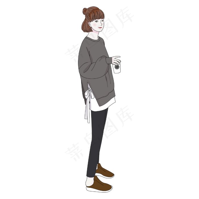 女神节拿着咖啡杯的职场女性,免抠元素