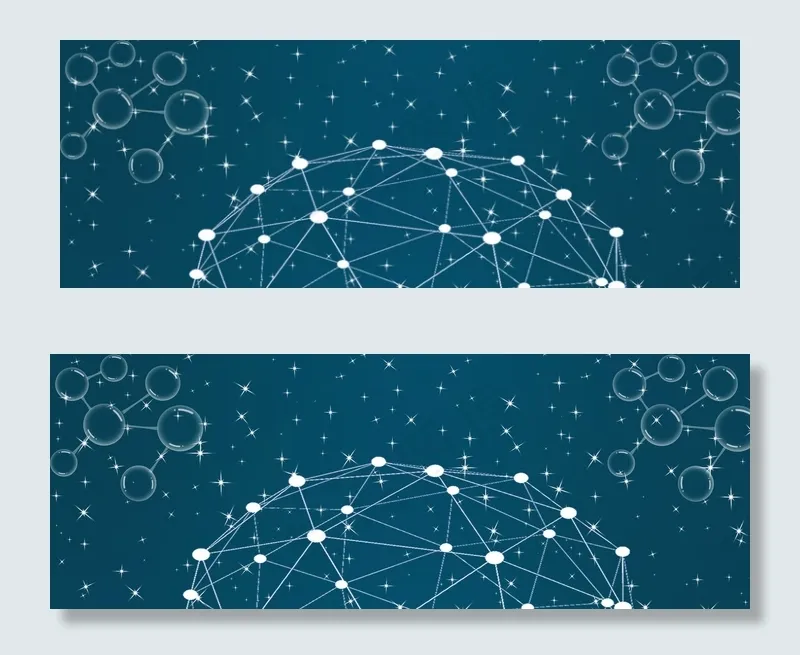 蓝色科技商务平面banner(1920*700px 	       )psd模版下载