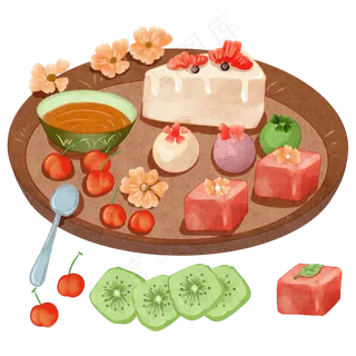 下午茶甜点和水果