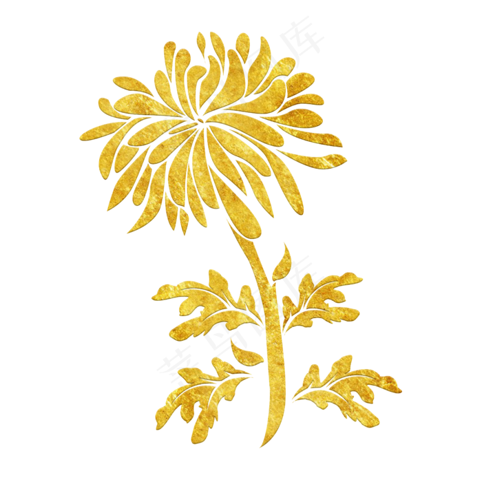 中国风传统烫金鲜花花纹装饰图之,免抠元素