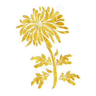 中国风传统烫金鲜花花纹装饰图之,免抠元素