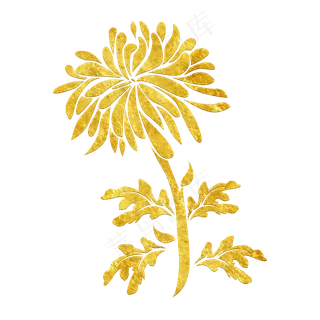 中国风传统烫金鲜花花纹装饰图之,免抠元素