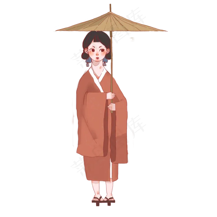 清明节打伞的小女孩