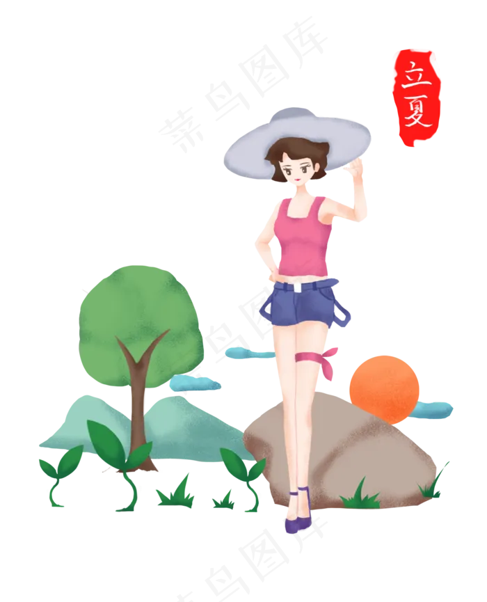 立夏漂亮女孩(2104X2599(DPI:300))psd模版下载