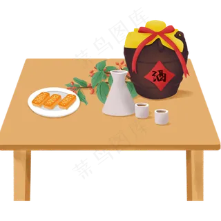 简约桌子食物装饰元素,免抠元素