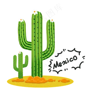 手绘水彩墨西哥仙人掌