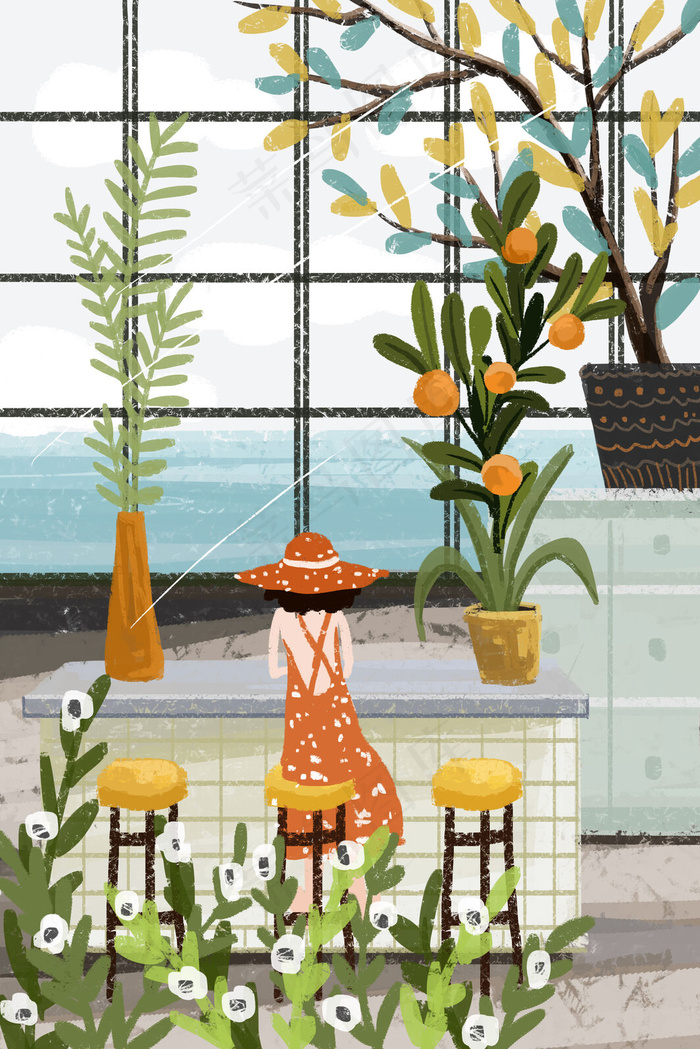 小清新花草风景背景