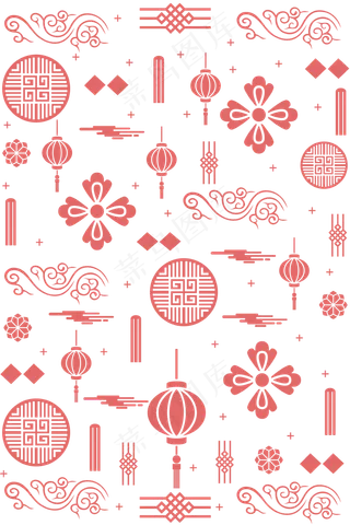 中国风鼠年新年底纹,免抠元素