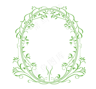 绿色植物边框复杂花纹