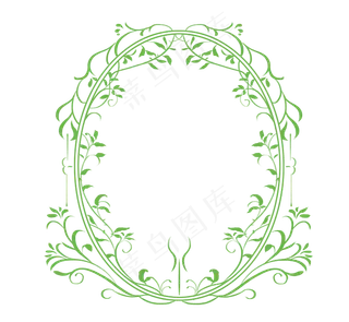 绿色植物边框复杂花纹