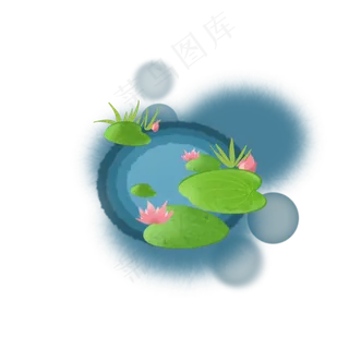 夏天粉色荷花池塘