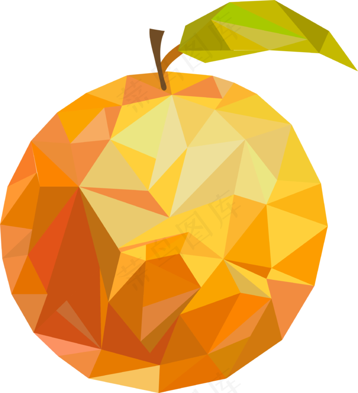 几何橙子色块橙子矢量设计水果图