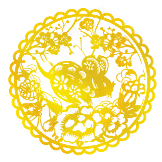 烫金鼠年剪纸金色素材,免抠元素