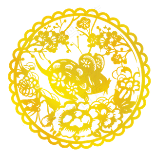 烫金鼠年剪纸金色素材,免抠元素