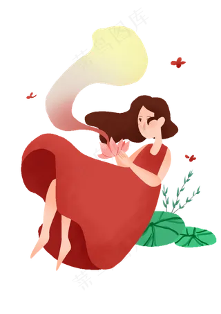 立夏采花的小女孩