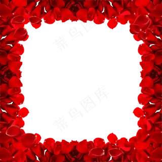 红色的玫瑰花瓣边框