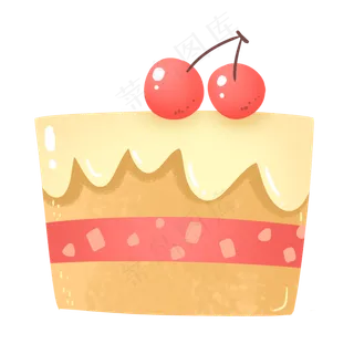 黄色可爱卡通六一儿童节樱桃蛋糕