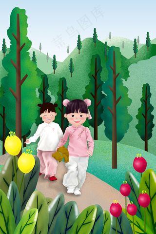 穿汉服的快乐小女孩