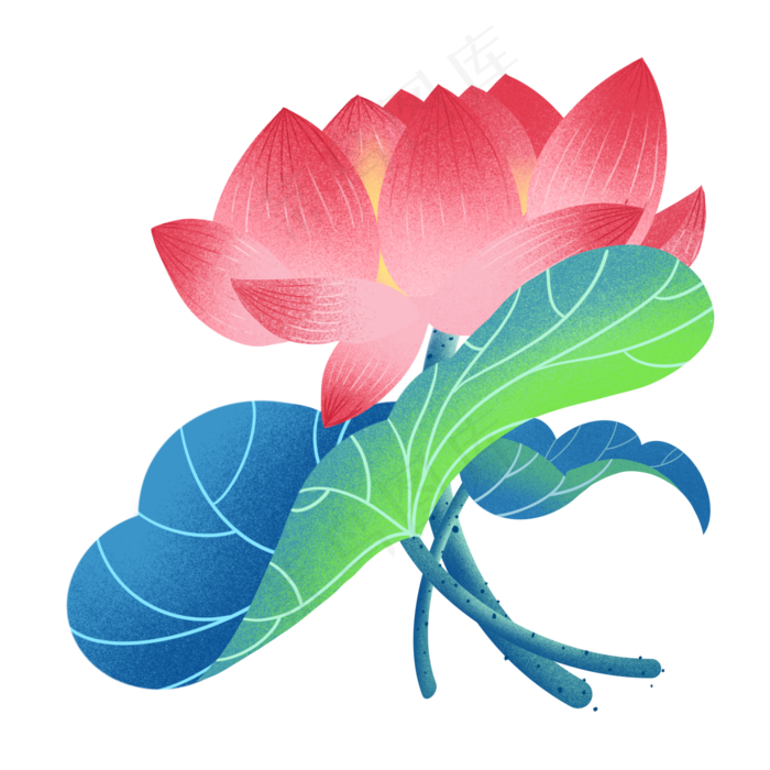 春节噪点风年画荷花(2000X2000(DPI:300))psd模版下载