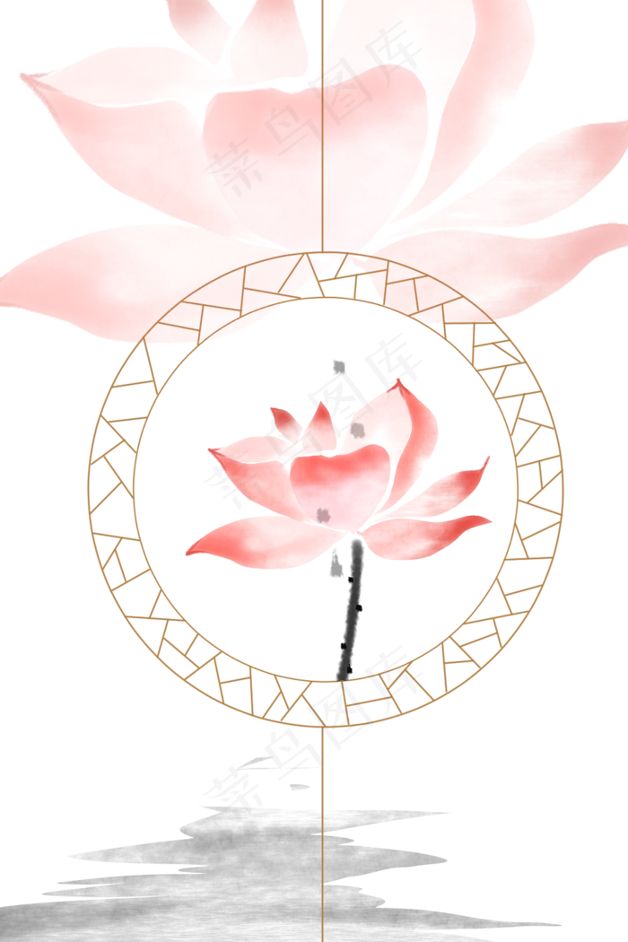 水墨荷花(1024X1536(DPI:300))psd模版下载