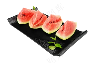 一盘西瓜水果