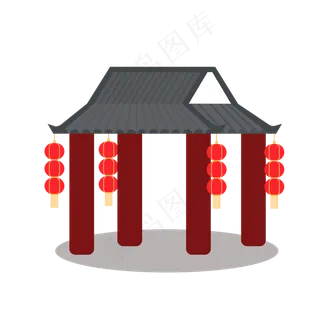 矢量手绘卡通门头灯笼,免抠元素