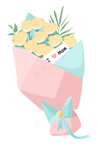 小清新黄色康乃馨母亲节