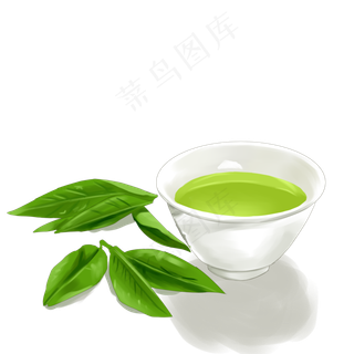 茶叶茶杯纯天然倒影水中的茶叶倒,免抠元素