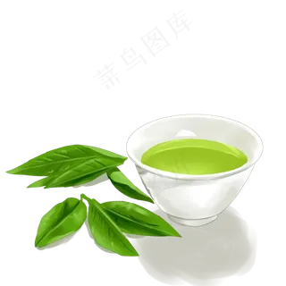 茶叶茶杯纯天然倒影水中的茶叶倒,免抠元素