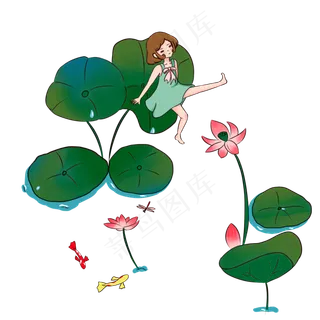 二十四节气夏至女孩荷花