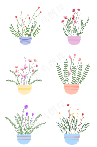 水彩植物绿叶手绘风小清新