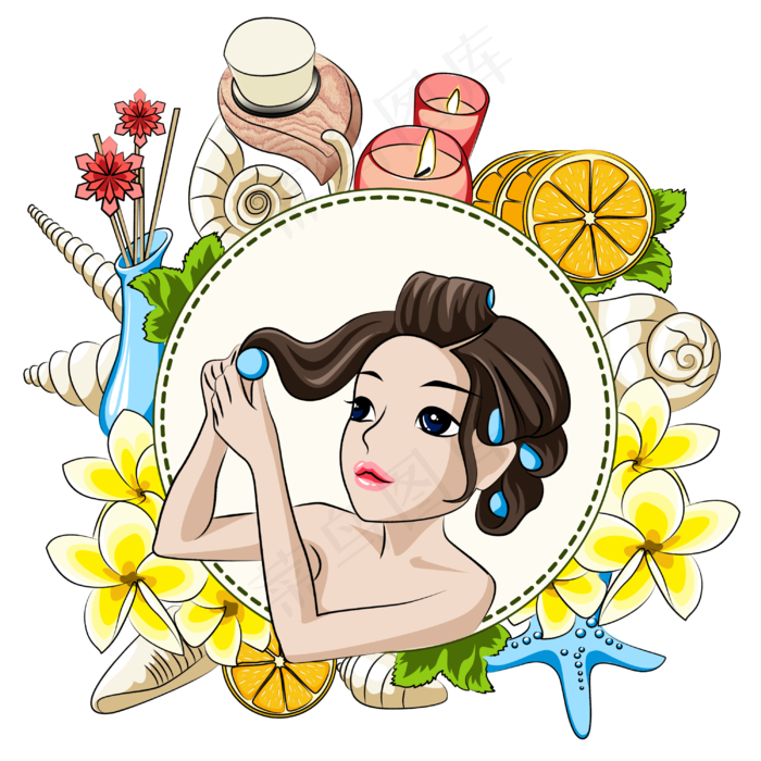 美容小清新Q版美发小美女插画