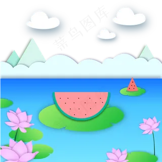 夏日清凉西瓜剪纸风装饰