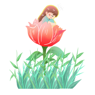 节气夏至花朵精灵女孩素材