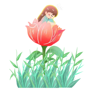 节气夏至花朵精灵女孩素材