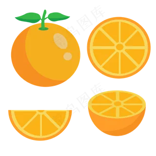 扁平风可爱橙子素材元素