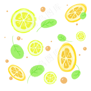 手绘彩色柠檬底纹装饰图,免抠元素