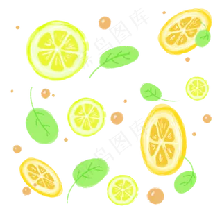 手绘彩色柠檬底纹装饰图,免抠元素