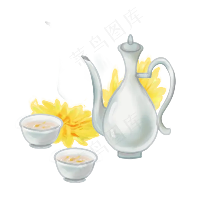 重阳古风菊花酒手绘PNG素材,免抠元素(1725*1648px 300 dpi )psd模版下载