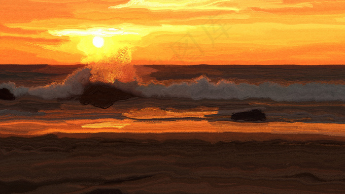 海边的晚霞夕阳落日(2880*1620px 300 dpi )psd模版下载