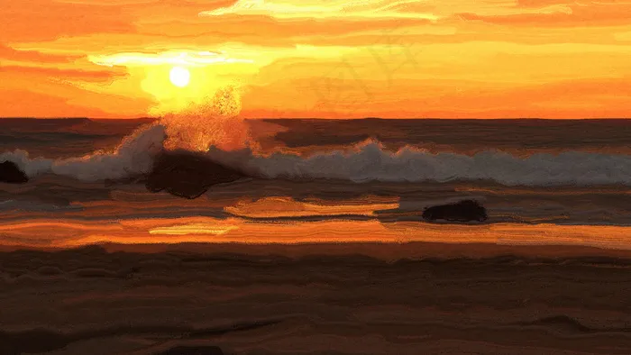 海边的晚霞夕阳落日(2880*1620px 300 dpi )psd模版下载