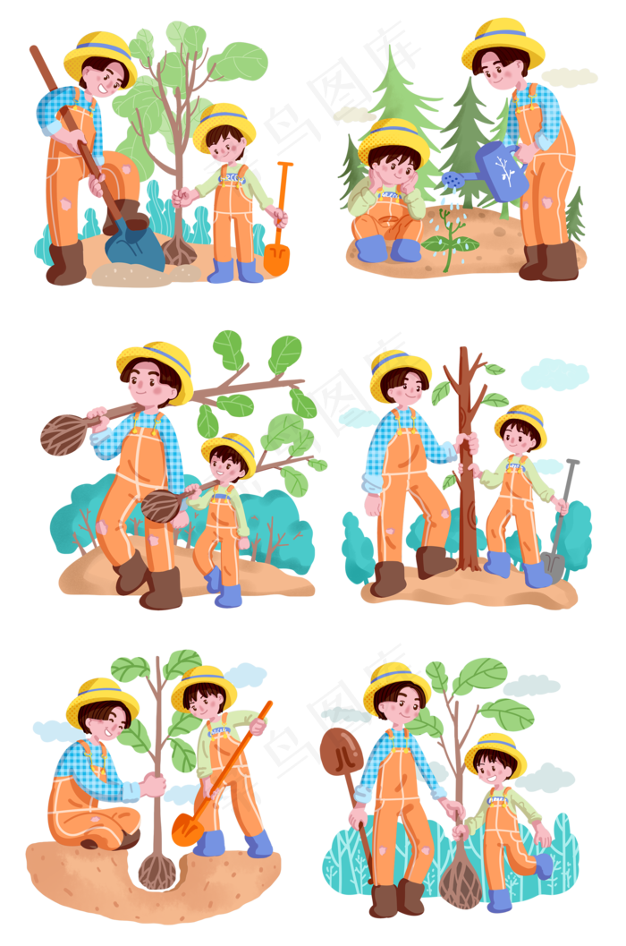 植树节种树人物拼图