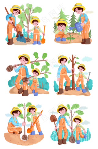 植树节种树人物拼图