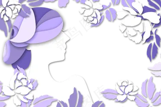 唯美的紫色立体剪纸,免抠元素