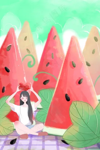 清凉夏日西瓜香甜