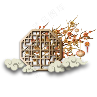 中国风窗花剪纸装饰