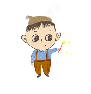 卡通儿童小朋友放烟花爆竹春节新,免抠元素